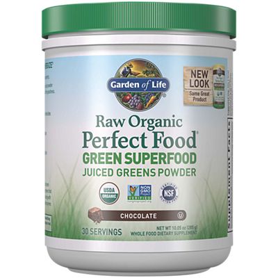Raw Organic Perfect Food – Green Superfood – Juiced Greens Powder – Chocolate (10.05 oz./30 Servings)