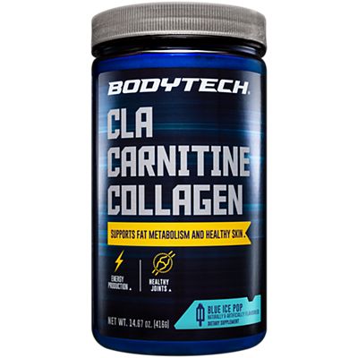 CLA Carnitine Collagen Powder - Supports Fat Metabolism & Healthy Skin - Blue Ice Pop (14.67 oz./30 Servings)
