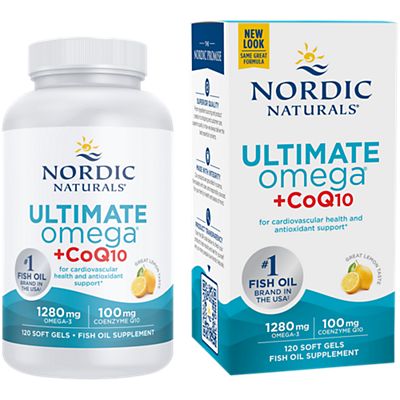 Ultimate Omega +CoQ10 – 1,280 MG Total Omega-3s + 100 MG CoQ10 – Lemon (120 Softgels)