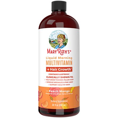 Liquid Morning Multivitamin + Hair Growth with Lustriva – Peach Mango (30 Fl. Oz. / 30 Servings)